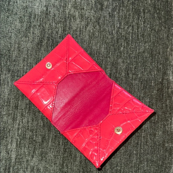 Tory Burch Red Croc-Embossed Card Case - Picture 3 of 7